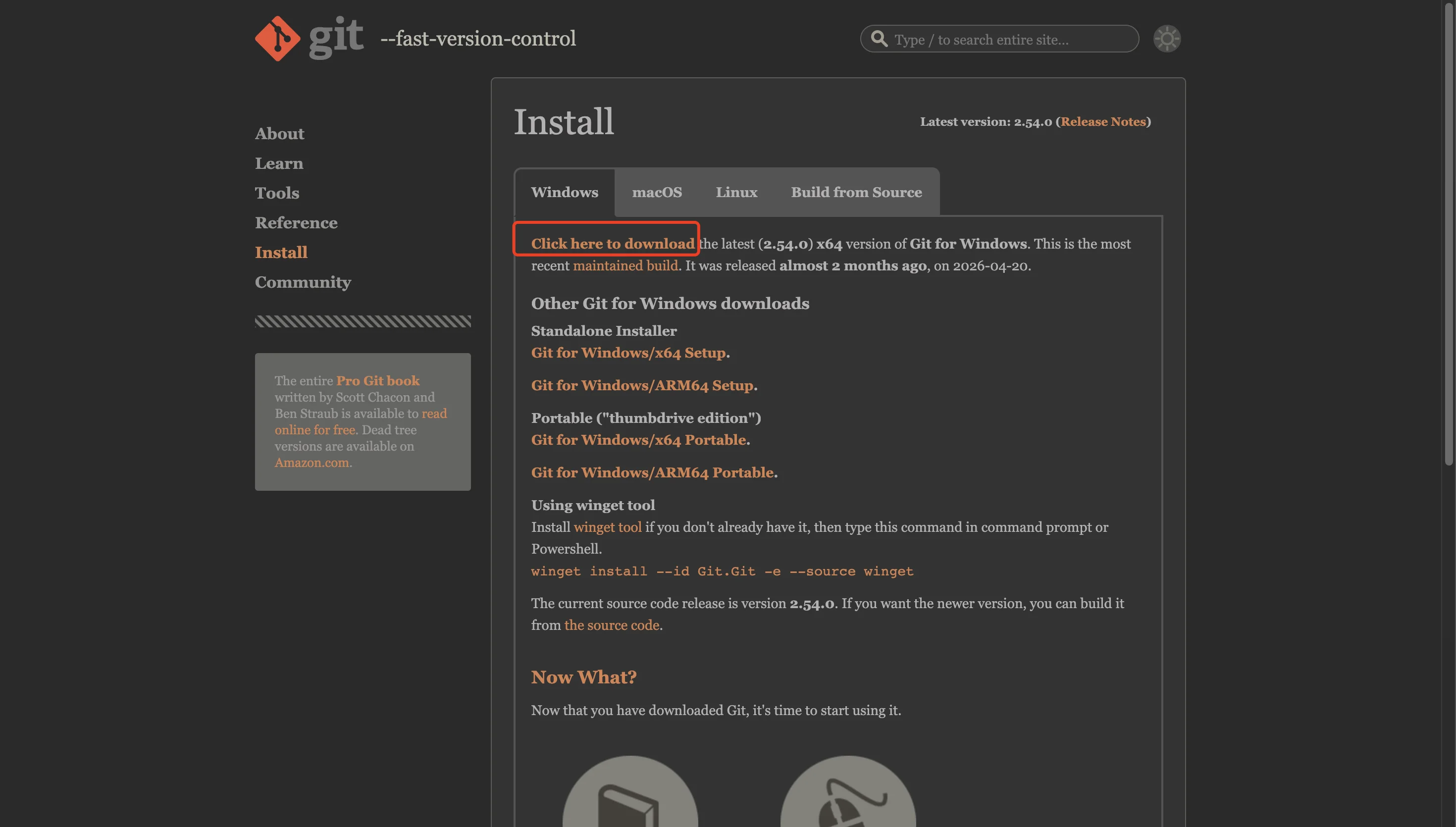 Git for Windows 下载页面